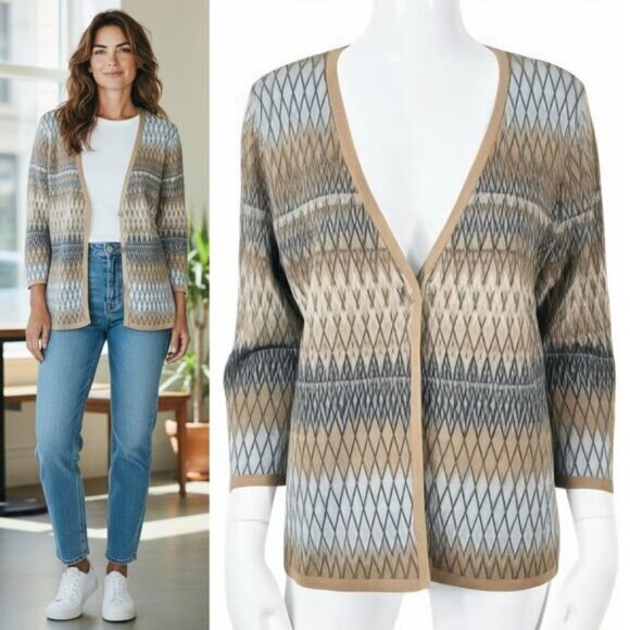 PENDLETON One Button Linen Cotton Blend Cardigan Size Medium Petite - Picture 1 of 6